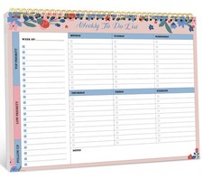 Weekly To Do List Notepad 52 Sheets 8.5x11 Desk Planner Undated Spring Blossom