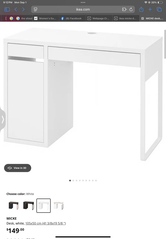 Escritorio/tocador IKEA Micke. Top blanco con blanco Foto 2 de 4