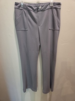 SoHo Women's Faux Zipper Front Pull On Dress Pants Size Large Gray Comfy  -01059