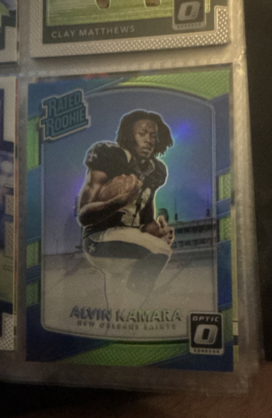 2017 Donruss Optic - Rated Rookie Alvin Kamara #199 Lime Green Prizm (RC)