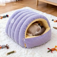 Winter Warm Cat  Small Dog Cave Bed Plush Enclosed Calming Pet House