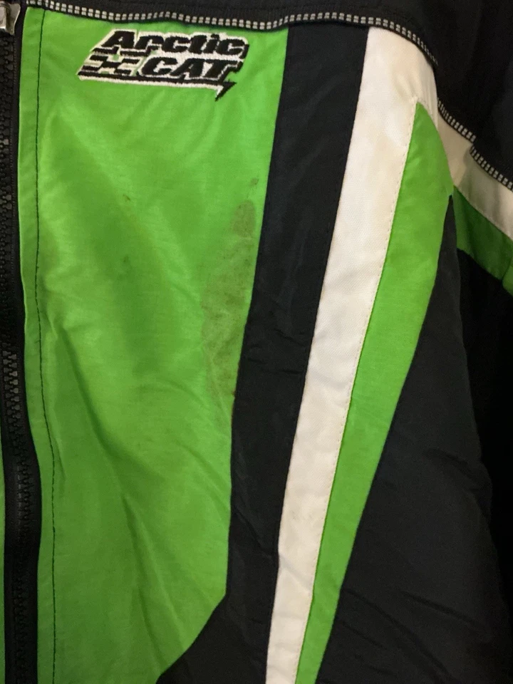 Jaqueta de Snowmobile Masculina Vintage Arctic Cat Arcticwear Extra Grande Preta/Verde Isolada - Imagem 2 de 4