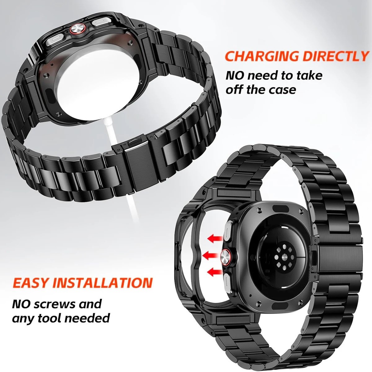 Cassa + Cinturino Lusso Acciaio Inox per Samsung Galaxy Watch Ultra 47mm 2025 foto 3