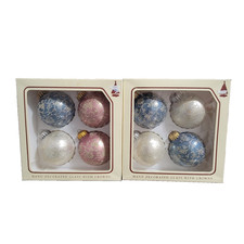 Christmas by Krebs Glass Ball Ornaments Set of 8 Pastel Pink Blue Ivory