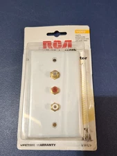 RCA Wall Plate with 1 Gold F Coax TV Connector & 2 Gold RCA Jacks. NEW Open Pkg