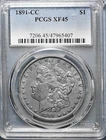 1891-CC MORGAN SILVER DOLLAR-PCGS CERTIFIED XF45/CARSON CITY MINT/LOOKS MINT