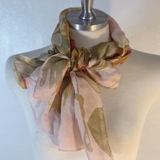ECHO Pink Floral 10x59 Silk Rectangular Scarf Designer Workwear Career Teacher