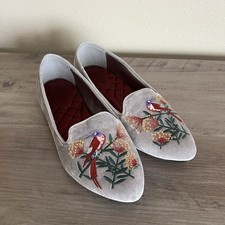 Birdies x Minted Velvet Blackbird Loafers Women  s 8 Grey Flats Royal Perch