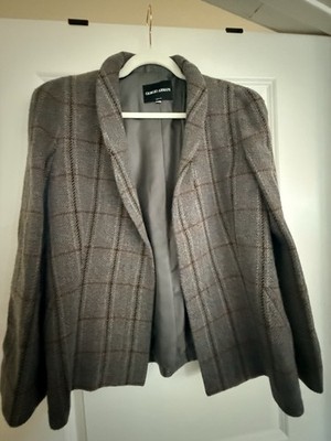 Vintage Giorgio Armani Black Label Cashmere Plaid Blazer IT 44 Made Italy