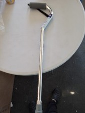 Silver Chrome Offset Handle Aluminum Cane Adjustable Medline MDS86420CHRW