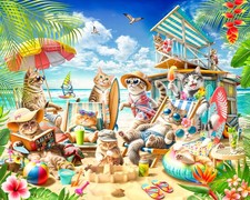 Cats on the Beach 1000-Piece Jigsaw Puzzle