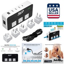 230W Step Down Voltage Converter - Compact International Adapter with USB-C