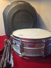 Vintage 80's Ludwig Acrolite 5x14" 8-Lug Aluminum Snare with Case Stand Nice