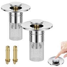 Bathroom Sink Drain Strainer, Pop-Up Bathroom Sink Stopper with Removable Sta...