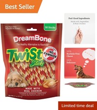 Twist Sticks Chews for Dogs - 50 Count Rawhide-Free Chicken & Vegetable Treats