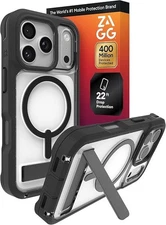 Zagg Rainier Snap Kickstand MagSafe Case For Apple iPhone 17 Pro Max Clear/Black