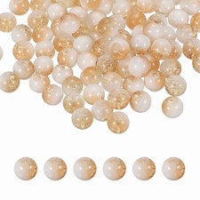 200 Pcs Crackle Glass Beads for Jewelry Making, 10mm Round Beads, Brown