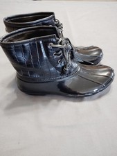 Seven7 Boots Goose Wool Rubber Duck Ankle Booties Fleece Lined Women Black 9