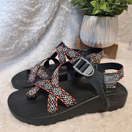 Chaco Z2 Women's Tribal Print Outdoor Hiking Sandals Black Orange Sport Sz 8 ECU