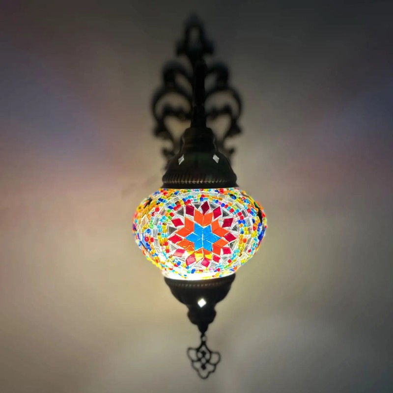 Applique da Parete Mosaico Turco Stile Tiffany - Lampada Artigianale Vetro