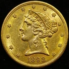 1898-S $5 Gold Liberty Head ALMOST UNCIRCULATED