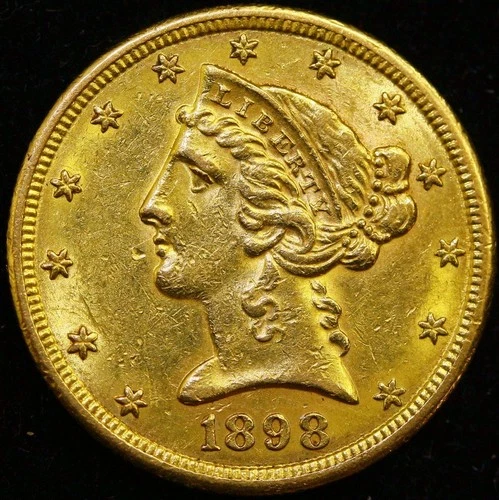 1898-S $5 Gold Liberty Head ALMOST UNCIRCULATED