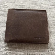BURBERRY Authentic Leather Bifold Wallet Black