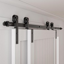 Sliding Barn Door Hardware Kit Bypass 115cm Wide Double Doors – 244cm RRP £80