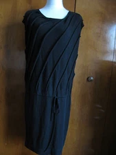 Max Studio women's black cotton rayon detailed  dress Large 