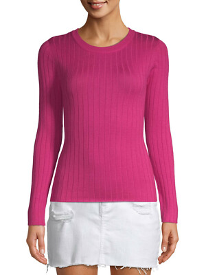 No Boundaries Junior Girls Hot Pink Long Sleeve Crewneck Sweater Size 3-5 Small