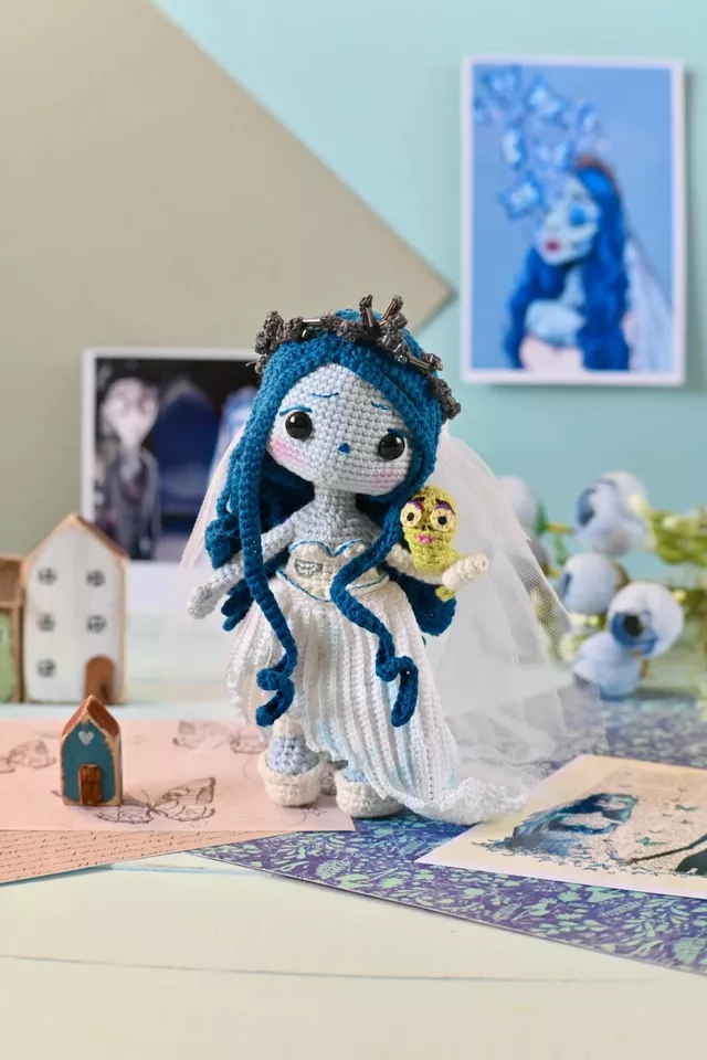 Crochet de novia cadáver, amigurumi, muñeca, juguete, regalo, hecho a mano, ganchillo, Foto 2 de 4
