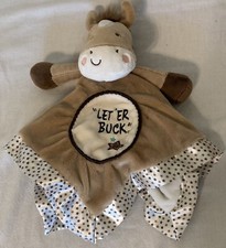Douglas Baby PONY Horse Lovey Security Blanket Satin Binding Stars Let'Er Buck