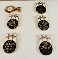 SIX Bowling Hat/Lapel Pins: Achivement Award 175 200 450 500