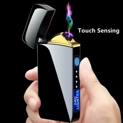 SHOPELEGANCE Usb Electric Lighter Finger Print Touch Fire Plasma Double Arc Windproof Metal