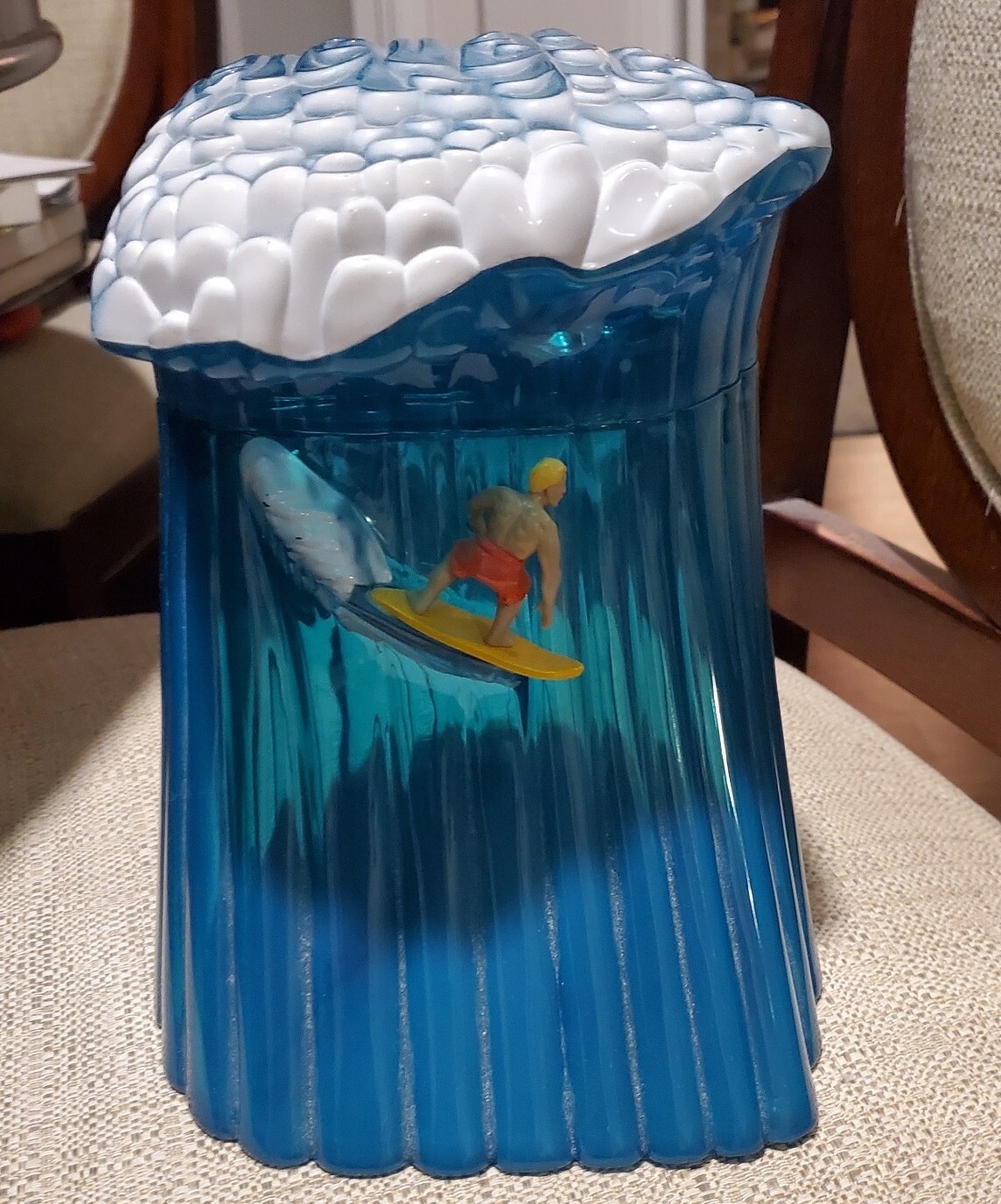 Plastic Surfer Container Decoration- Tiki Bar Polynesia Island Beach Collectible