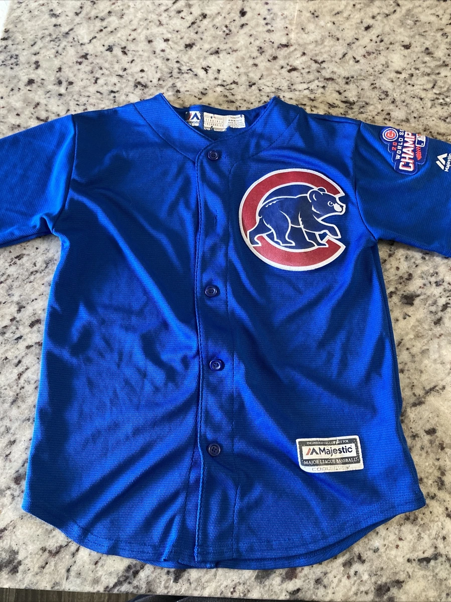 Majestic Chicago Cubs 2016 World Series Blue Youth M Baseball Jersey Sewn  Patch