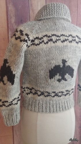 Kanata Hand Knit Cowichan Cardigan Thunderbird Sweater Unisex Heavy Wool Kids - Picture 5 of 16