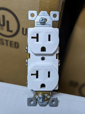 (100 pc) NEW Standard Duplex Receptacles 20 Amp WHITE 20A Commercial Grade CR20