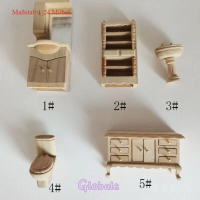 Miniatur Badezimmermöbel Maßstab 1:24 Puppenhaus Toilette Waschbecken - Bild 1 von 4