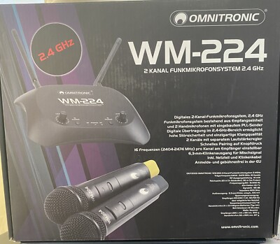 2 Kanal Funkmikrofonsystem 2.4 GHz, WM-224, Omnitronic