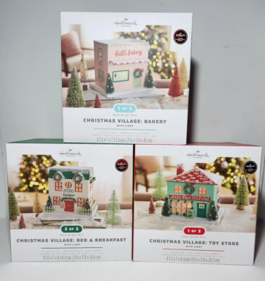 #ad #ad Hallmark Channel Christmas Village Toy Store Bamp;B and Bakery Light Up Buildings $54.95