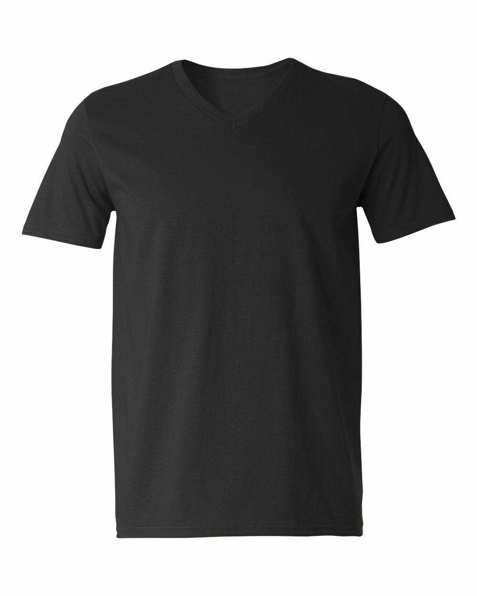 Mens 100% Cotton Short Sleeve V Neck T-Shirt Plus Size Black 6XL
