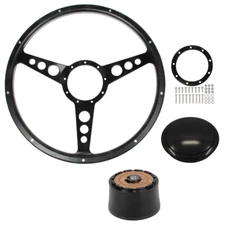 CJ Classic Trucks Black Forest Woodgrain Steering Wheel Kit 15” 9-Bolt With B...
