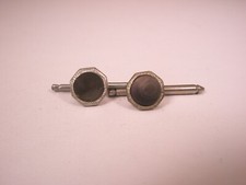 SINGLES 2 5/16" Gray Octagons Mother of Pearl Vintage Formal Tux Shirt Stud c246