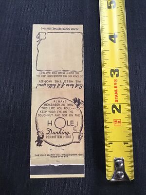 Donut Hole Dunking Permitted Here Ad Matchbook Cover