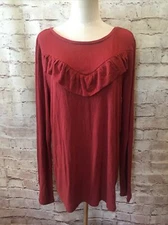 a.n.a. A New Approach Womens XL Long Sleeve Shirt Ribbed Knit Stretch Rust - NEW