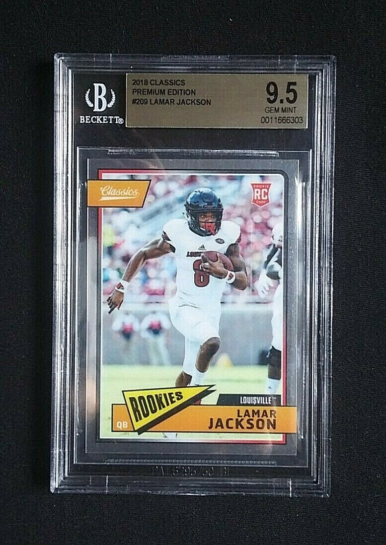 2018 Panini Classics Lamar Jackson Rookie Card #209 ~ BGS Graded 9.5 Gem Mint