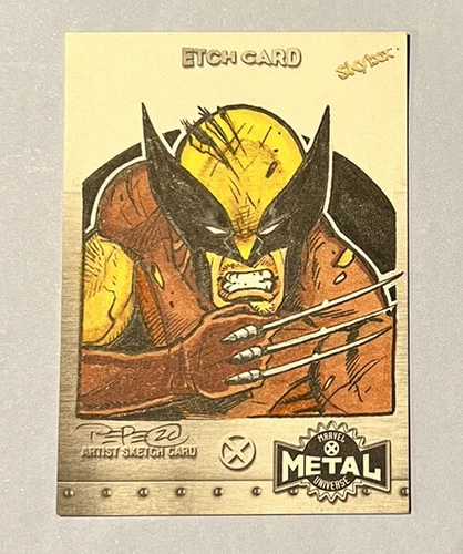 Wolverine 1/1 2021 Marvel X-Men Metal Universe Sketch Etch Card Darrin Pepe 🔥