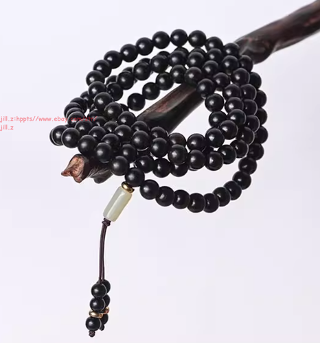 New 8MM Black Sandalwood Buddha Sandalwood Mala Buddhist 108 Prayer Beads Rosary - Picture 14 of 14