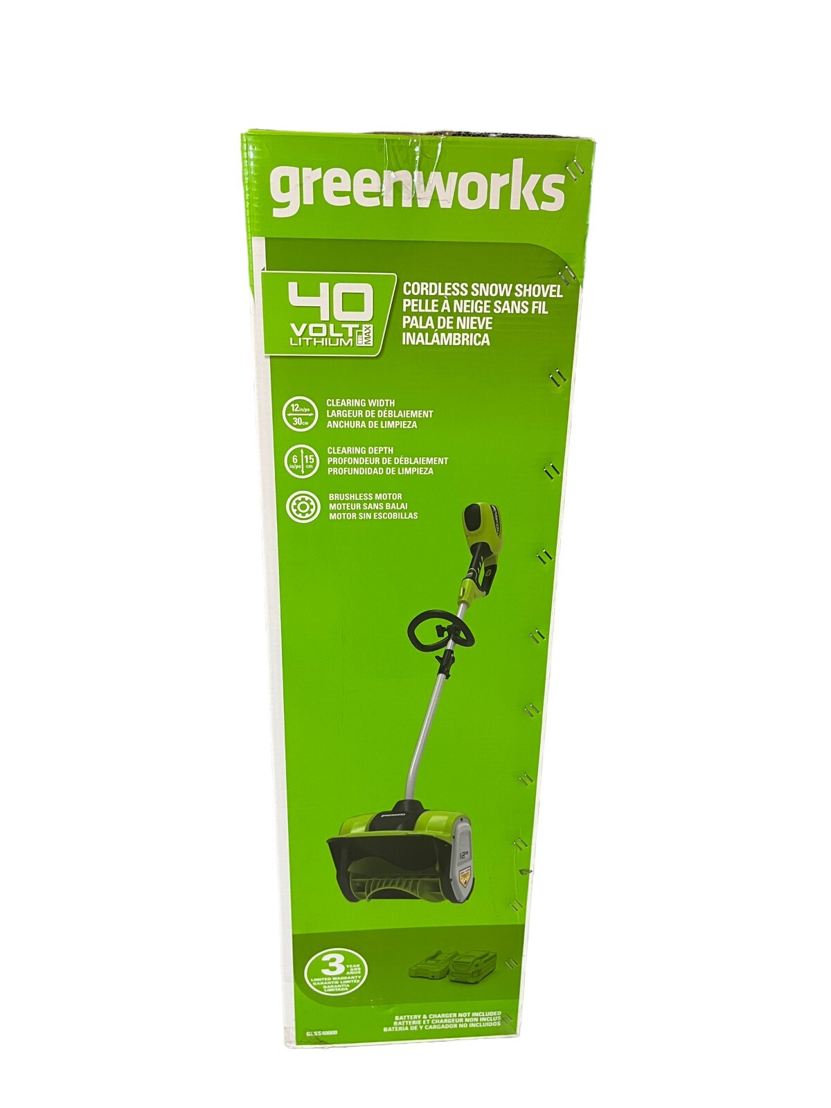 GreenWorks GLSS40000 40Volt GMAX 12Inch Snow Shovel 2601402 TOOL